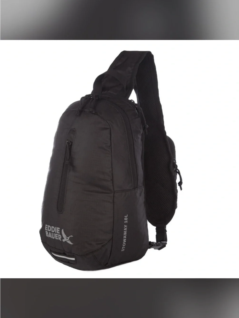 669 Eddie Bauer Black Stowaway Sling Pack